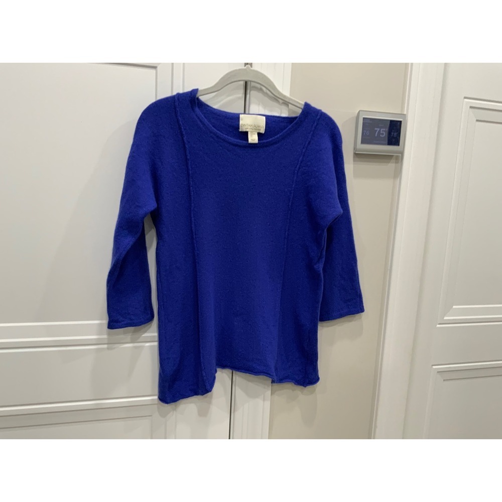 Cynthia Rowley Royal Blue 100% Cashmere 3/4 Sleeve Sweater Size L